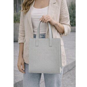 Ted Baker London Embossed Logo Large Tote Bag – Light Gray